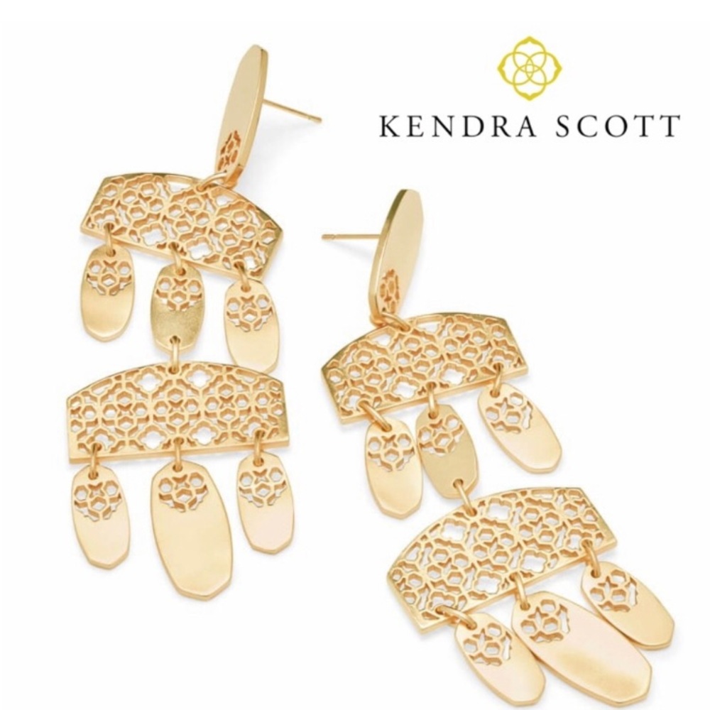Kendra Scott Emmet Tiered Chandelier Earrings Rhodium Plated Gold Over Brass